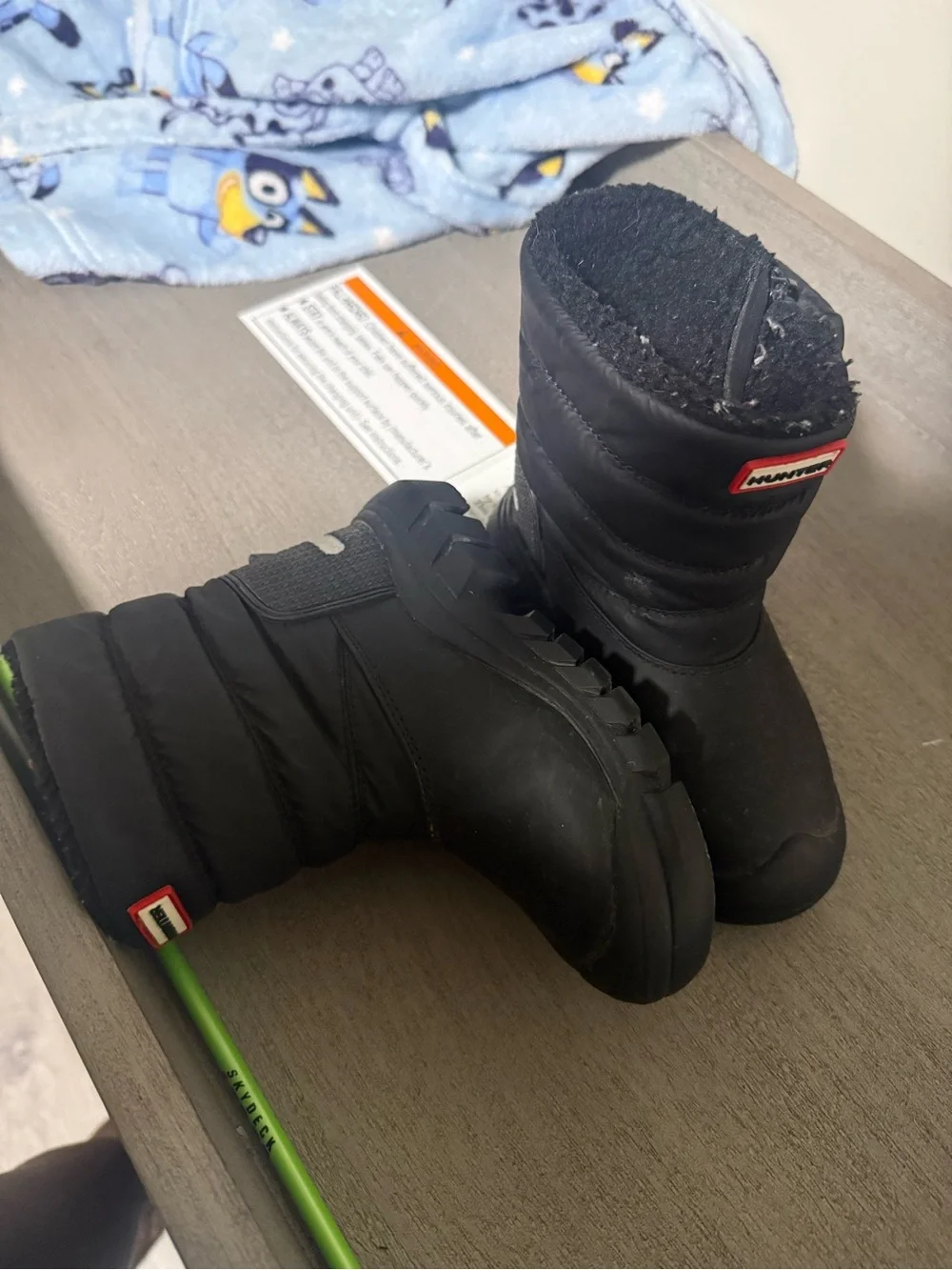 Hunter Black Kids Snow Boots with Quilted Upper
